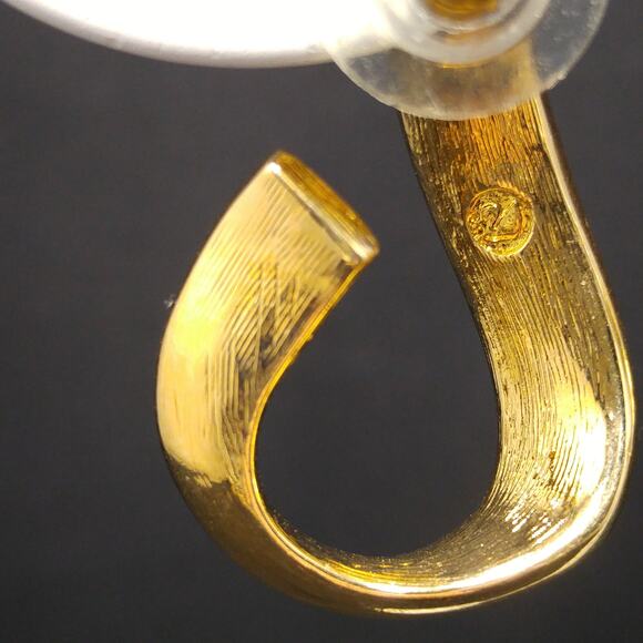 Vintage Swarovski Swan Logo Earrings, Gold Plated Rhinestone Hoop, 1990s Jewelry - Picture 5 of 10